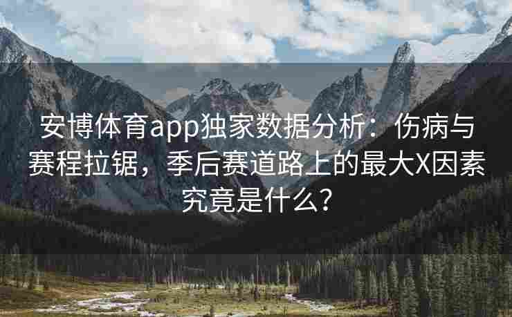 安博体育app独家数据分析：伤病与赛程拉锯，季后赛道路上的最大X因素究竟是什么？